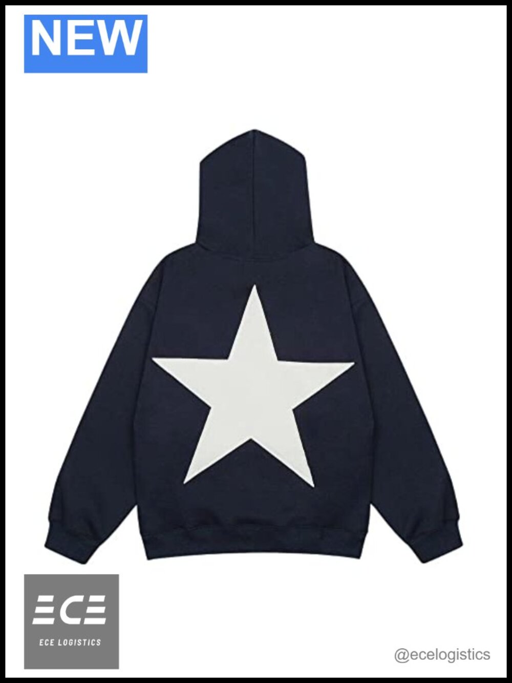 Oversized Graphic Hoodie Y2K Star Embroidery Pullover Sweatshirt